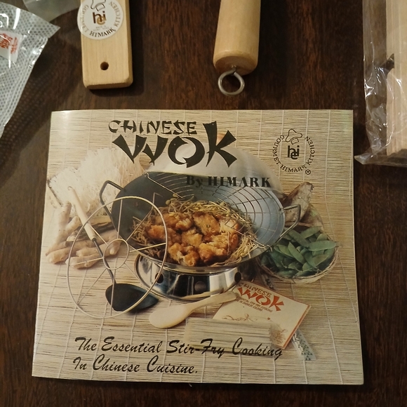 VTG..EIGHT PIECE "HIMARK" WOK ACCESSORY SET..ITEM NO. 15-4215 WOOD STAINLESS. - Picture 2 of 6